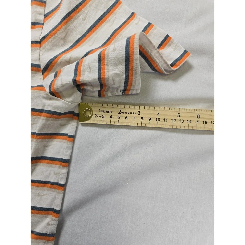 Nike Shirt Mens Large White Orange Blue Stripe Swoosh The Nike Tee‎